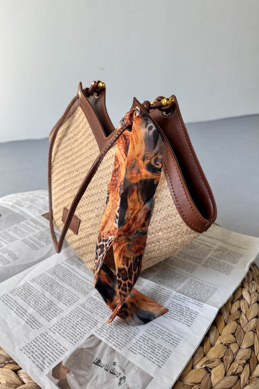 ÇNT-3036 Taba Fular Detaylı V-Kesim Yaz Çantası - 1