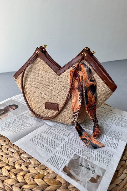 ÇNT-3036 Taba Fular Detaylı V-Kesim Yaz Çantası - 2