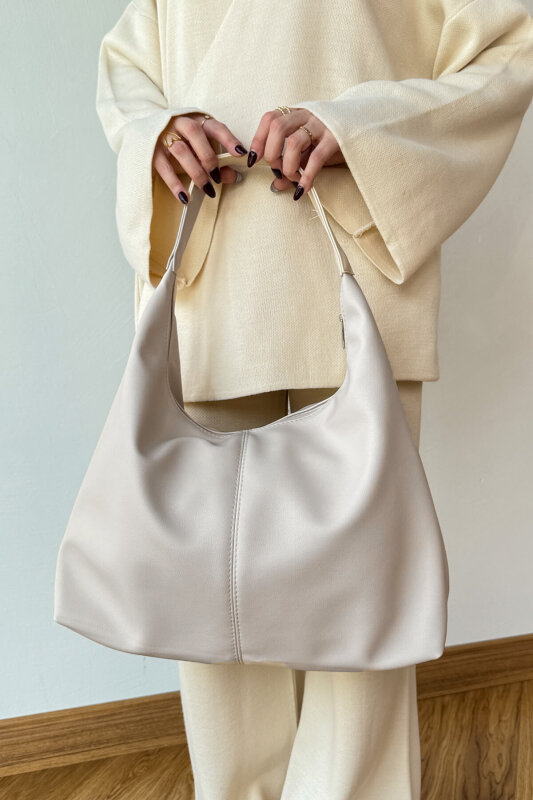 ÇNT-3037 Taş Rengi MNG Muadil Model Yumuşak Suni Deri Omuz Çantası - 2