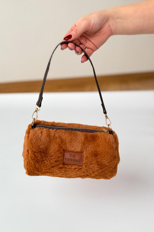 ÇNT-3040 Taba Silindir Kürklü Çanta - 1