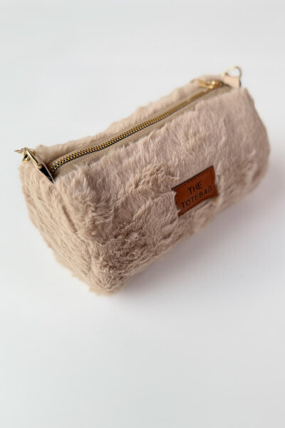 ÇNT-3040 Taş Rengi Silindir Kürklü Çanta - 3