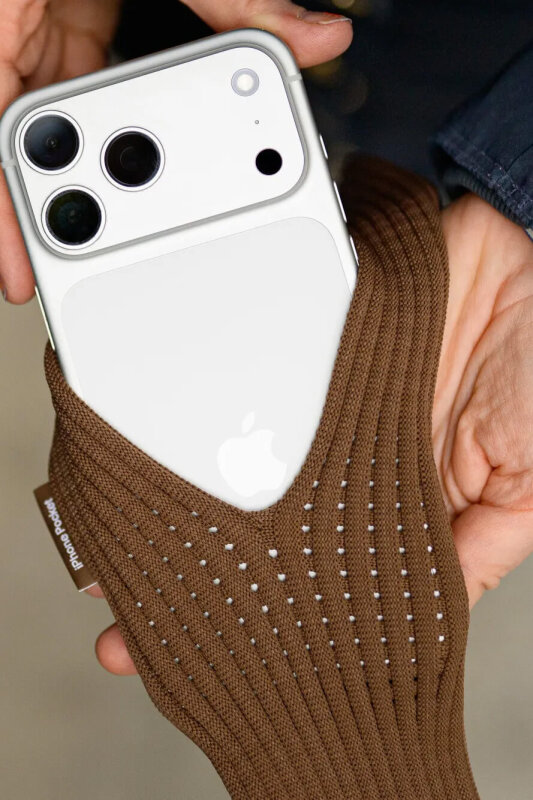 ÇNT-3045 Kahverengi Örme Triko Phone Pocket Telefon Çantası - 2