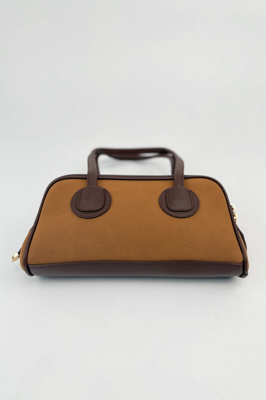 ÇNT-3051 Taba Nubuk Dokulu Minimalist Omuz Çantası - 4
