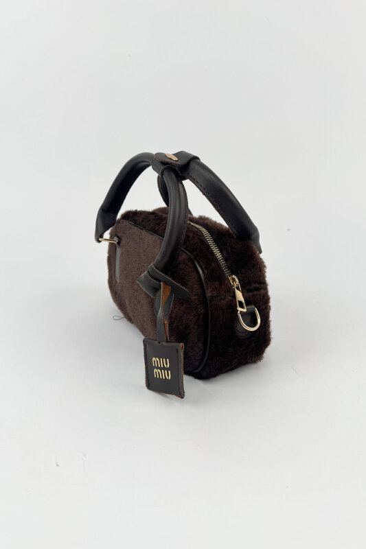 ÇNT-3052 Acı Kahve Peluş Dokulu El ve Omuz Çantası - 2