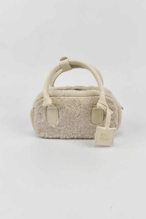 ÇNT-3052 Krem Peluş Dokulu El ve Omuz Çantası 