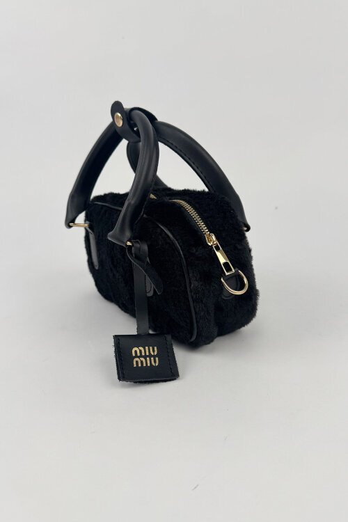 ÇNT-3052 Siyah Peluş Dokulu El ve Omuz Çantası (1)