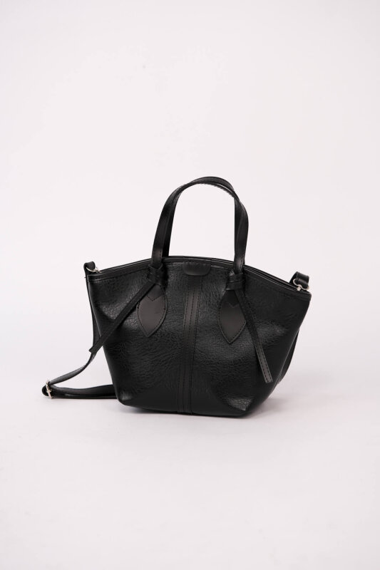 ÇNT-3053 Siyah Yumuşak Deri Biyeli El ve Omuz Çantası - 3