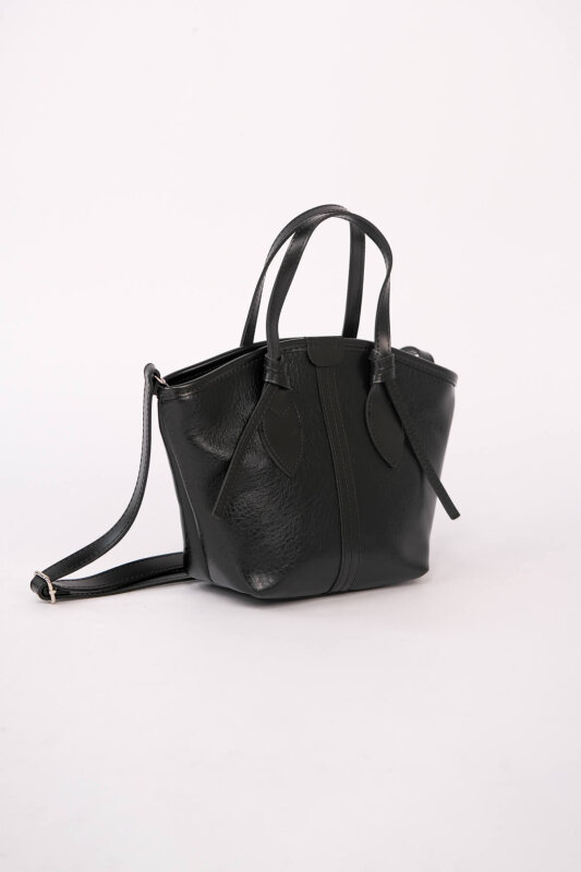 ÇNT-3053 Siyah Yumuşak Deri Biyeli El ve Omuz Çantası - 4