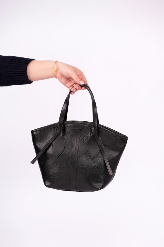 ÇNT-3053 Siyah Yumuşak Deri Biyeli El ve Omuz Çantası - 1