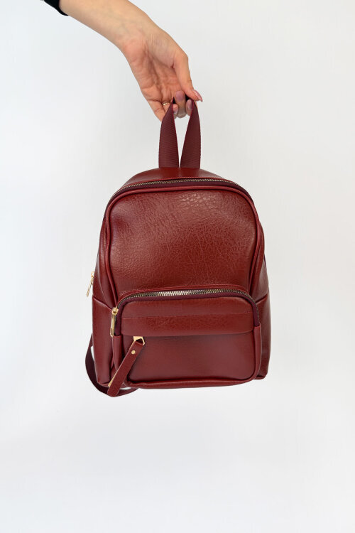 ÇNT-3060 Bordo Modern Dokulu Çok Gözlü Şehir Sırt Çantası