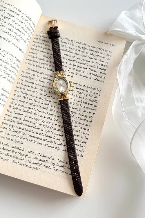 Coco Kahverengi Yuvarlak Kadran Deri Dokulu Kordon Kadın Kol Saati