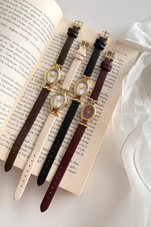 Coco Siyah Yuvarlak Kadran Deri Dokulu Kordon Kadın Kol Saati - 2