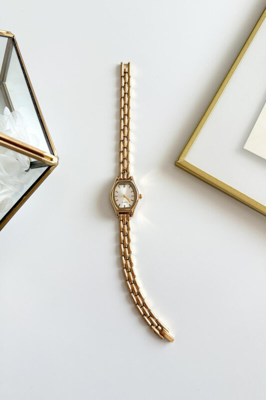 Cute Beyaz Kadran Gold Çelik Kordon Kadın Kol Saati - 1