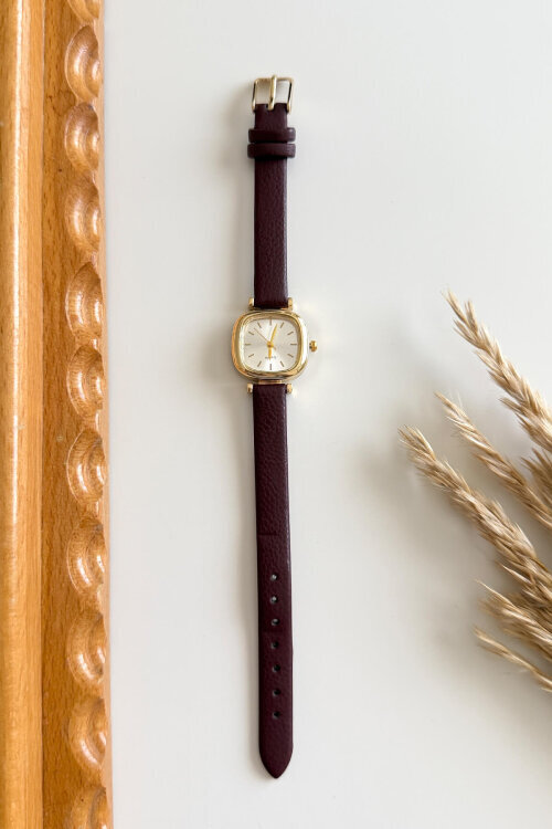 Dream Bordo Deri Kordon Kadın Kol Saati