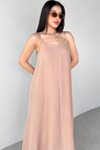 ELB-2975 Vizon Ayarlanabilir Askılı Midi Boy Elbise - 2