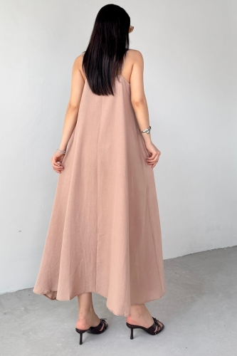 ELB-2975 Vizon Ayarlanabilir Askılı Midi Boy Elbise - 3