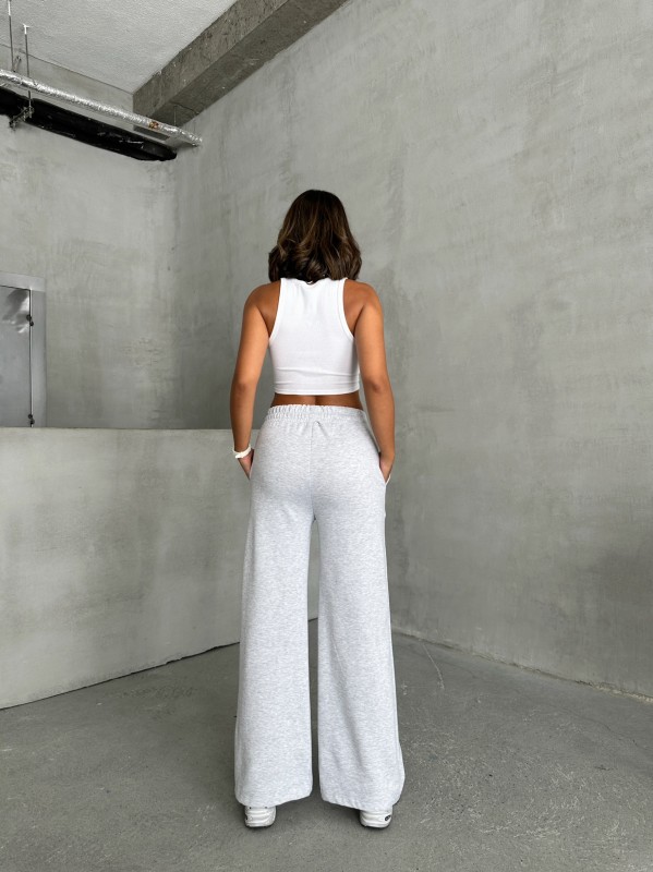 EŞF-09090 Karmelanj İki İplik Mevsimlik Kumaş Çimalı Palazzo Eşofman - 5