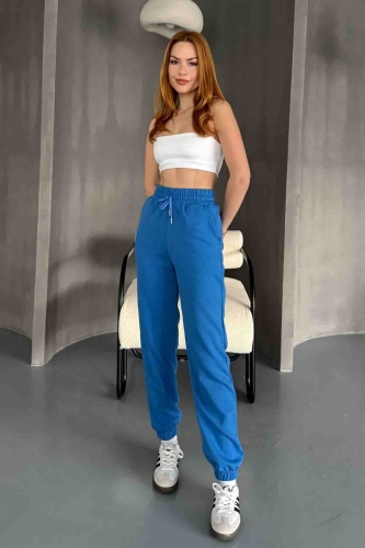 EŞF-09091 Mavi İki İplik Şardonlu Jogger Eşofman - Cappmoda