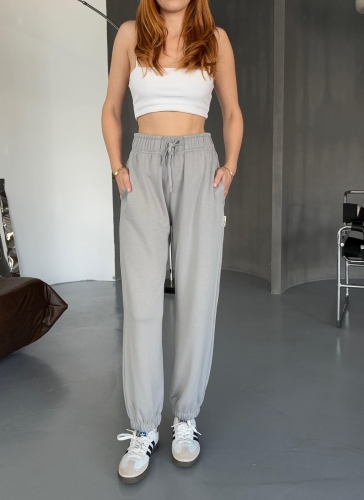 EŞF0010 Boyama Gri Modal Kumaş Paça Lastikli Jogger Eşofman Altı - 4