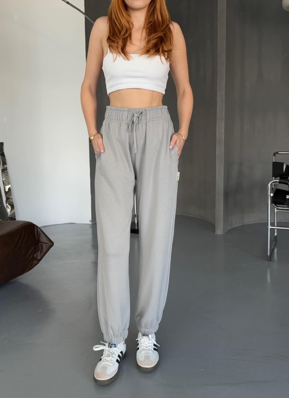 EŞF0010 Boyama Gri Modal Kumaş Paça Lastikli Jogger Eşofman Altı - 4