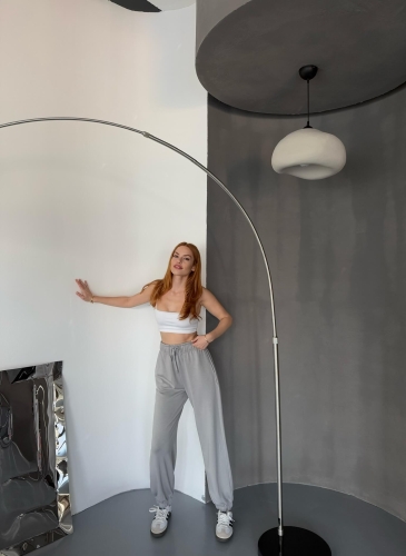 EŞF0010 Boyama Gri Modal Kumaş Paça Lastikli Jogger Eşofman Altı - 5