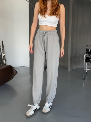 EŞF0010 Boyama Gri Modal Kumaş Paça Lastikli Jogger Eşofman Altı - 6