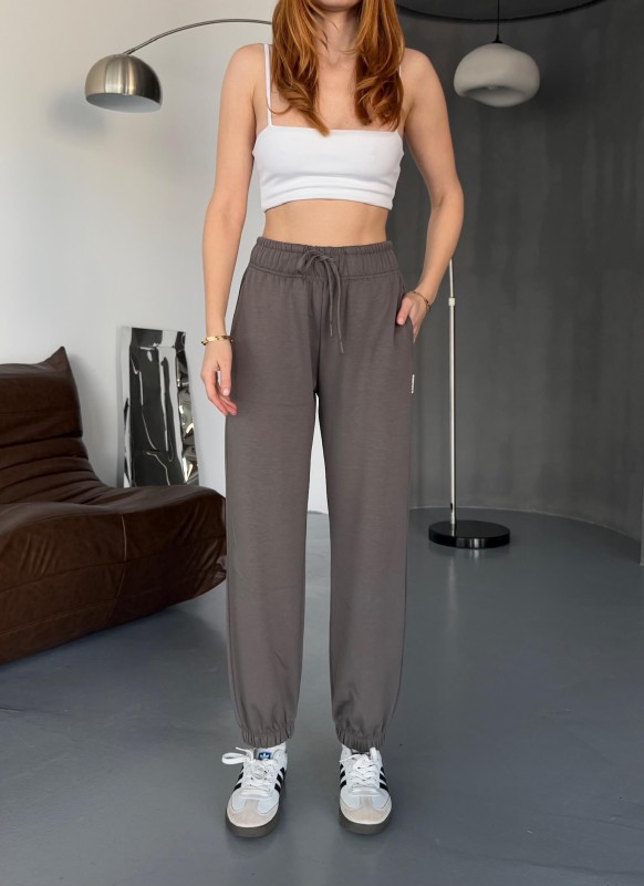 EŞF0010 Füme Modal Kumaş Paça Lastikli Jogger Eşofman Altı - 4