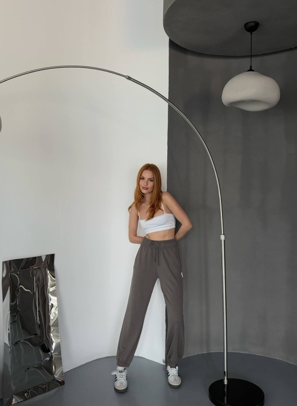 EŞF0010 Füme Modal Kumaş Paça Lastikli Jogger Eşofman Altı - 5