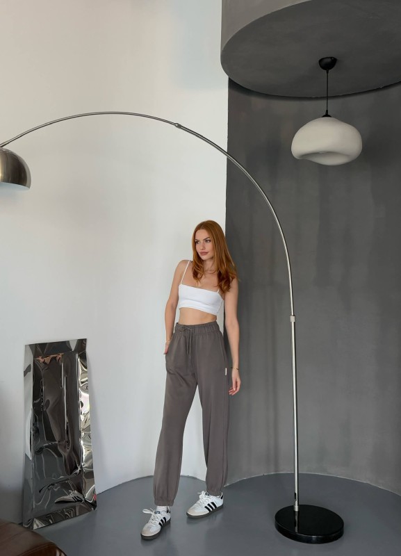 EŞF0010 Füme Modal Kumaş Paça Lastikli Jogger Eşofman Altı - 3