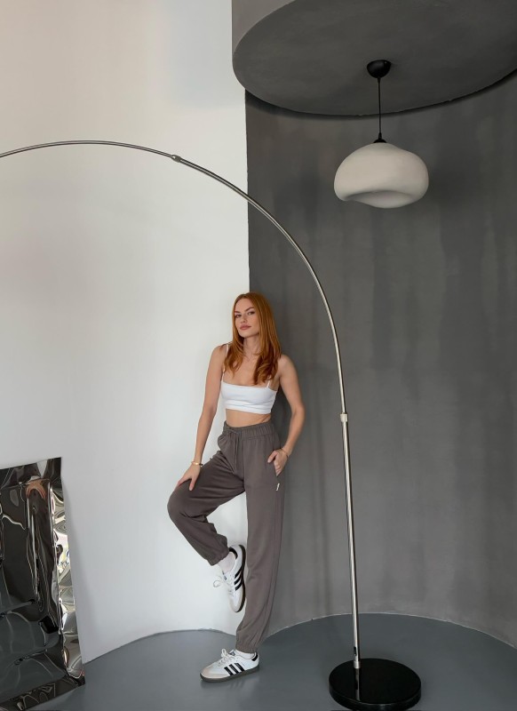 EŞF0010 Füme Modal Kumaş Paça Lastikli Jogger Eşofman Altı - 6