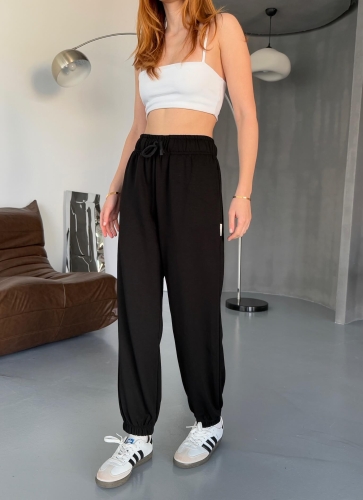 EŞF0010 Siyah Modal Kumaş Paça Lastikli Jogger Eşofman Altı