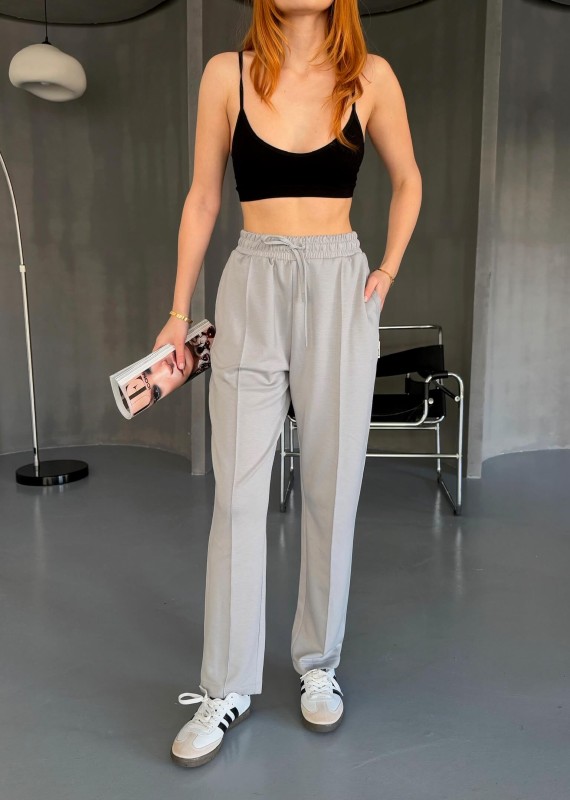 EŞF0011 Boyama Gri Havuç Model Modal Kumaş Çimalı Eşofman Altı - 1