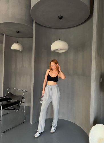 EŞF0011 Boyama Gri Havuç Model Modal Kumaş Çimalı Eşofman Altı (1)