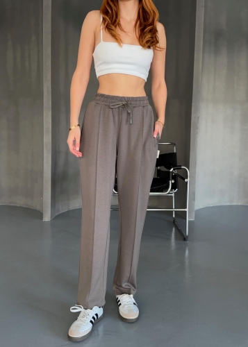 EŞF0011 Füme Havuç Model Modal Kumaş Çimalı Eşofman Altı