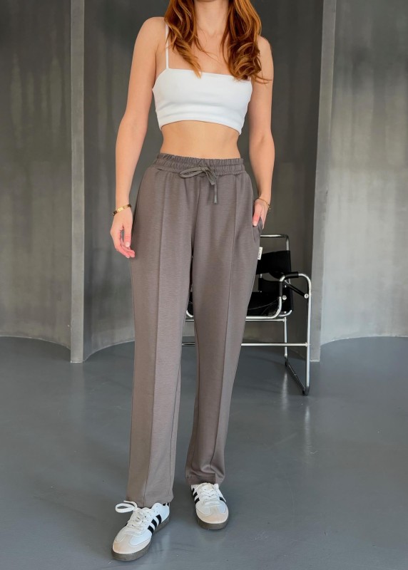 EŞF0011 Füme Havuç Model Modal Kumaş Çimalı Eşofman Altı - 1