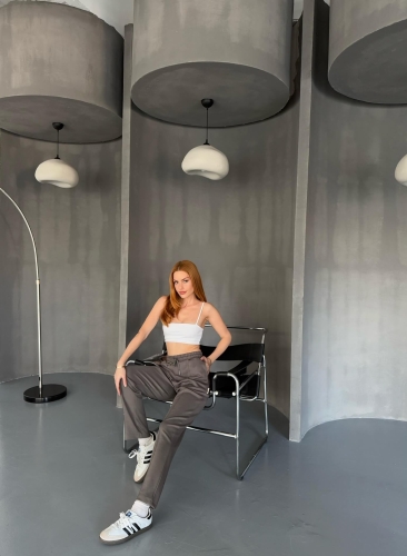 EŞF0011 Füme Havuç Model Modal Kumaş Çimalı Eşofman Altı - 5