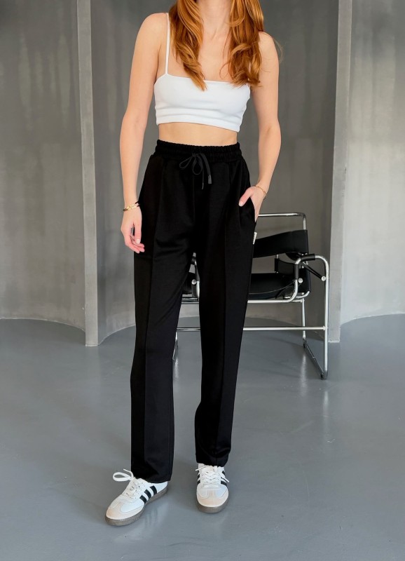 EŞF0011 Siyah Havuç Model Modal Kumaş Çimalı Eşofman Altı - 1