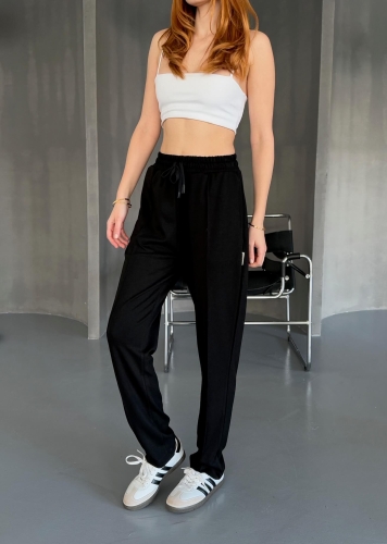 EŞF0011 Siyah Havuç Model Modal Kumaş Çimalı Eşofman Altı - 5