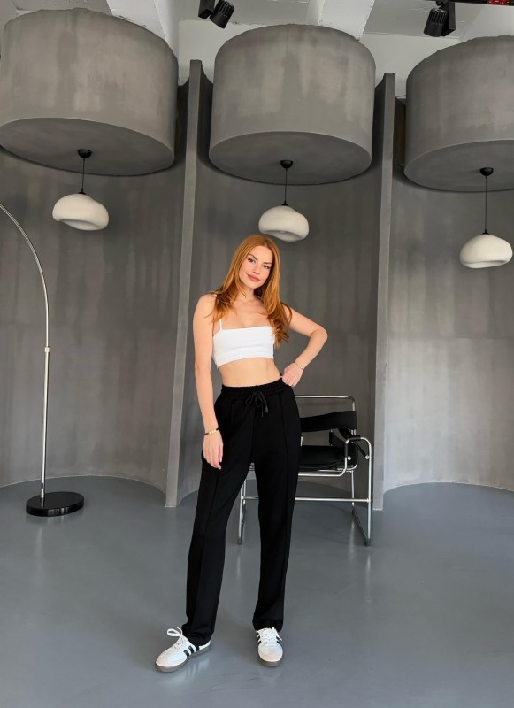 EŞF0011 Siyah Havuç Model Modal Kumaş Çimalı Eşofman Altı - 2