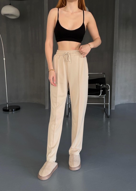 EŞF0011 Taş Rengi Havuç Model Modal Kumaş Çimalı Eşofman Altı - 1