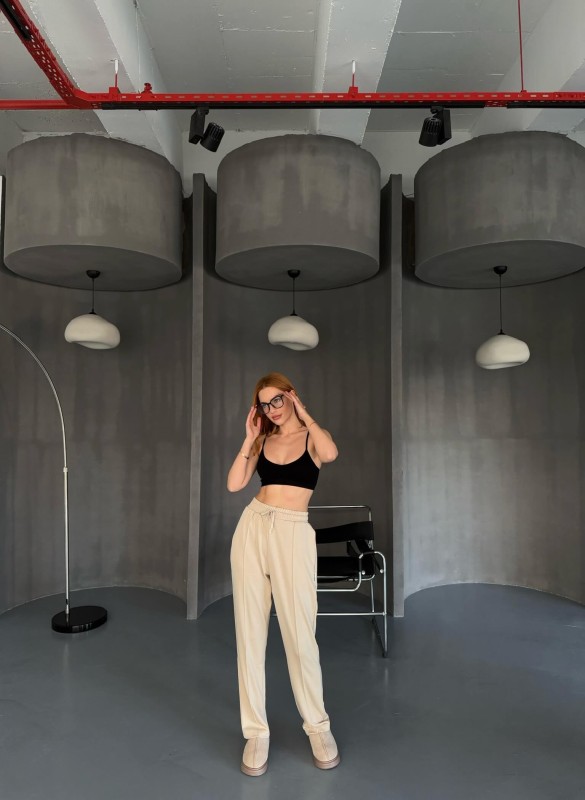 EŞF0011 Taş Rengi Havuç Model Modal Kumaş Çimalı Eşofman Altı - 2