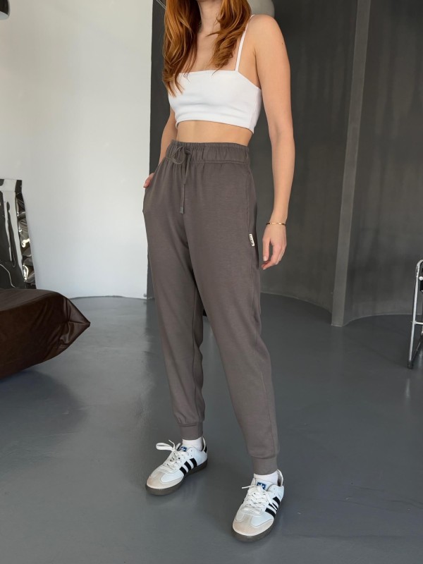 EŞF0012 Füme Modal Kumaş Düz Jogger Eşofman Altı - 3