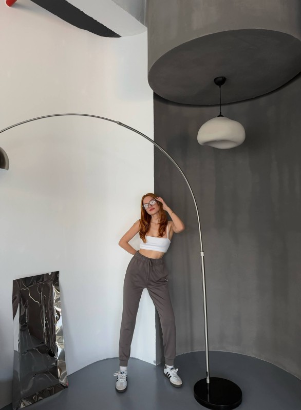 EŞF0012 Füme Modal Kumaş Düz Jogger Eşofman Altı - 2