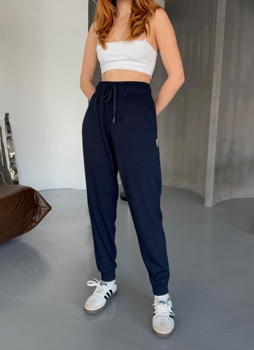 EŞF0012 Lacivert Modal Kumaş Düz Jogger Eşofman Altı - 3