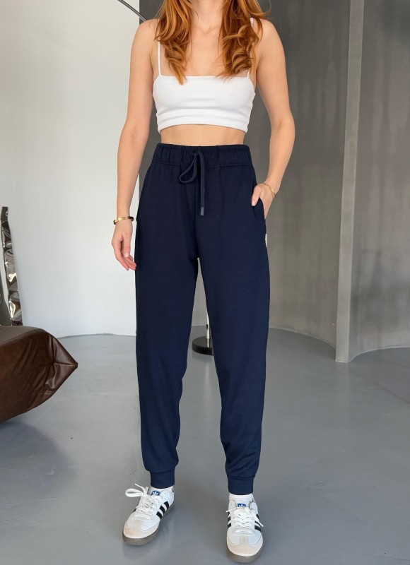 EŞF0012 Lacivert Modal Kumaş Düz Jogger Eşofman Altı - 1