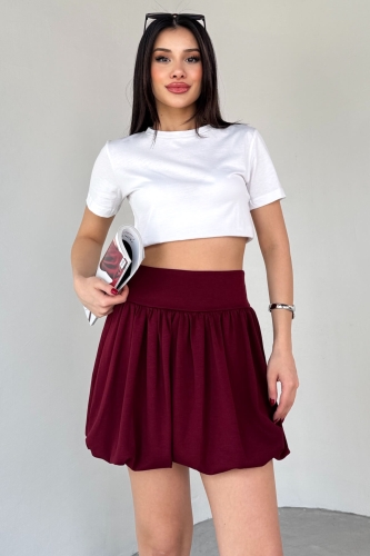 ETK-02334 Bordo Bel Lastikli Mini Balon Etek - 3