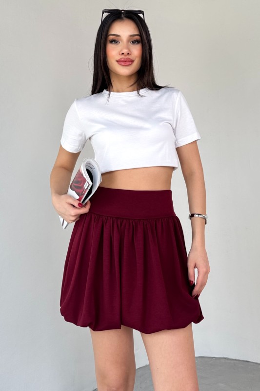 ETK-02334 Bordo Bel Lastikli Mini Balon Etek - 3