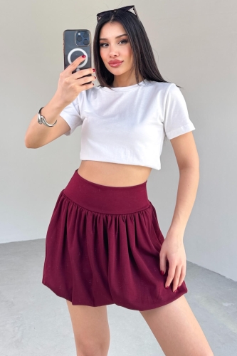 ETK-02334 Bordo Bel Lastikli Mini Balon Etek - 4