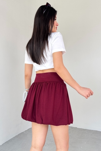 ETK-02334 Bordo Bel Lastikli Mini Balon Etek - 5