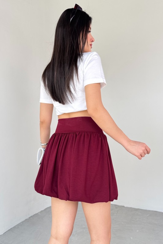 ETK-02334 Bordo Bel Lastikli Mini Balon Etek - 5
